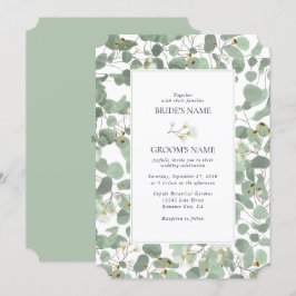 Convite Casamento de Watercolor Eucalyptus Greenery Blosso