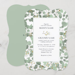 Convite Casamento de Watercolor Eucalyptus Greenery Blosso