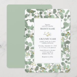 Convite Casamento de Watercolor Eucalyptus Greenery Blosso