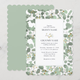Convite Casamento de Watercolor Eucalyptus Greenery Blosso