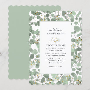 Convite Casamento de Watercolor Eucalyptus Greenery Blosso