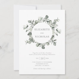 Convite Casamento de Watercolor Eucalyptus Wreath