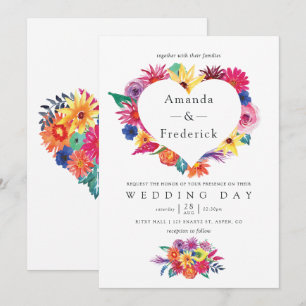 Convite Casamento de Watercolor Floral Fiesta