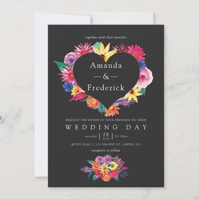 Convite Casamento de Watercolor Floral Fiesta (Frente)