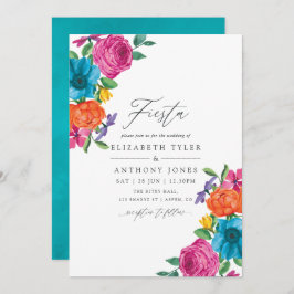 Convite Casamento de Watercolor Floral Fiesta