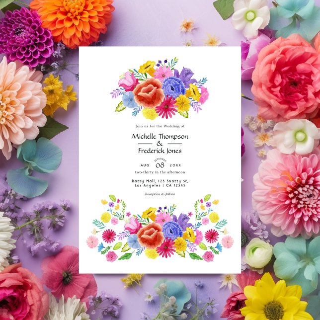 Convite Casamento de Watercolor Floral Fiesta (Criador carregado)