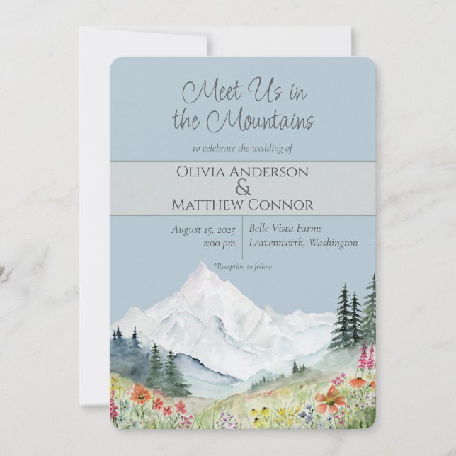 Convite Casamento de Watercolor Mountain Wildflower (Frente)