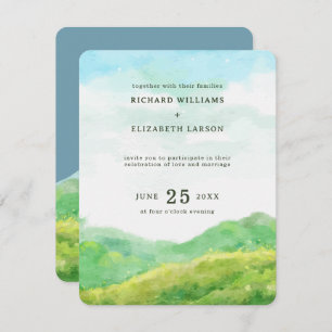 Convite Casamento de Watercolor Nature Mountain