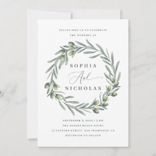 Convite Casamento de Watercolor Olive Italiana - Código de
