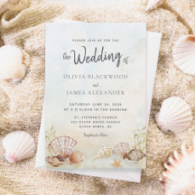 Casamento de Watercolor Tropical Beach Seashells