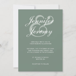 Convite Casamento De White Script Elegante Verde De Sage M
