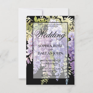 Convite Casamento de wisteria de melancia púrpura Elegante