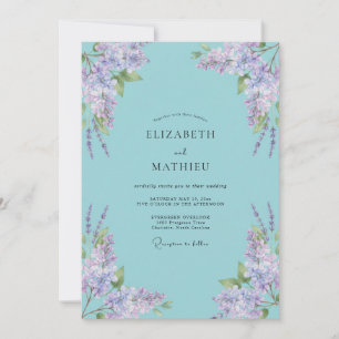Convite Casamento de Wisteria Roxo Ciano