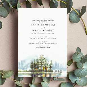 Convite Casamento de Woodland do Lago Rustico