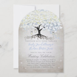 Convite Casamento de Woodsy Boho com Árvore do Coração Azu