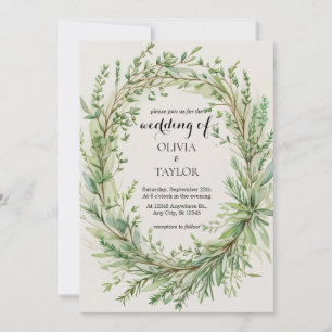 Convite Casamento de Wreath de Thyme Rosemary Sprig