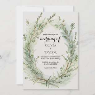 Convite Casamento de Wreath de Thyme Rosemary Sprig