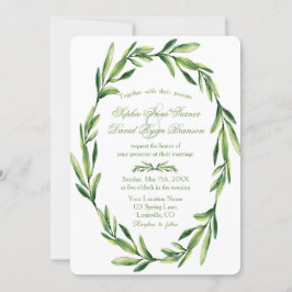 Convite Casamento de Wreath Emerald Green Watercolor