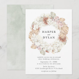 Convite Casamento de Wreath Floral com Aquarelas Tropicais