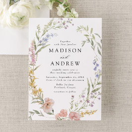 Convite Casamento de Wreath Floral Romântica Elegante