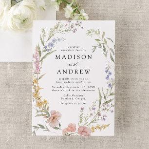 Convite Casamento de Wreath Floral Romântica Elegante