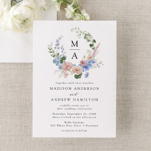 Convite Casamento de Wreath Floral Romântica Elegante