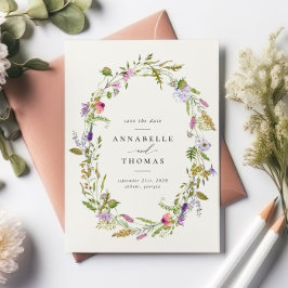 Convite Casamento de Wreath no Jardim de Flores Selvagem S