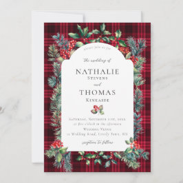 Convite Casamento de Xadrez de Berries Botânicos Russos de