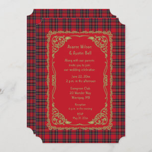 Convite Casamento de Xadrez Real Stewart Tartan