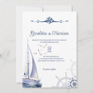 Convite Casamento de Yacht à vela náutica