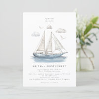 Casamento de Yacht de Navegação por Aquarela Moder