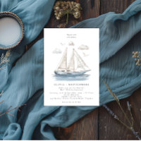 Casamento de Yacht de Navegação por Aquarela Moder