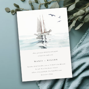 Convite Casamento de Yacht Navegante Náutico Elegante