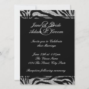 Convite Casamento de Zebra Preto e Branco Elegante