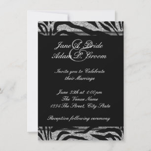 Convite Casamento de Zebra Preto e Branco Elegante