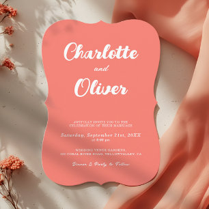 Convite Casamento Decorativo Moderno com União de Coral em