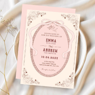 Convite Casamento decorativo romântico clássico de coloraç