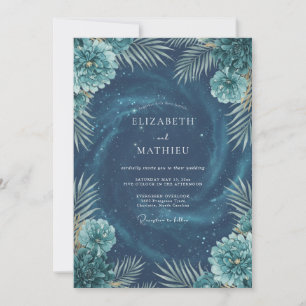 Convite Casamento Deep Aqua Còsmico Eucalipto