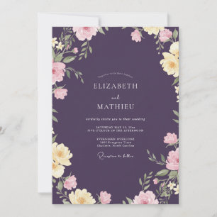 Convite Casamento Deep Plum Peony