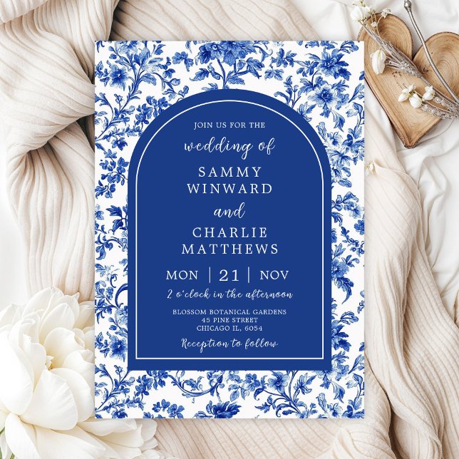 Convite Casamento Delft Blue Antique Chinoiserie (Criador carregado)