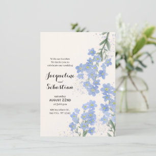 Convite Casamento Delicado Azul Esqueça-Me-Não