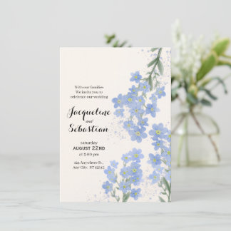Convite Casamento Delicado Azul Esqueça-Me-Não