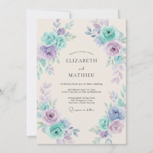Convite Casamento Delicado de Primavera com Lavanda e Hort
