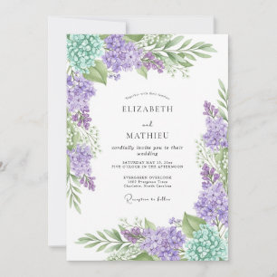 Convite Casamento Delicado de Primavera com Lavanda e Hort