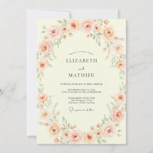 Convite Casamento Delicado de Verão com Pêssego