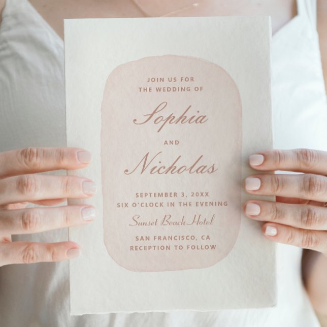 Convite Casamento delicado em rosa pastel aguado (Criador carregado)