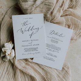 Convite Casamento Delicado Preto Caligrafia Tudo Em Um