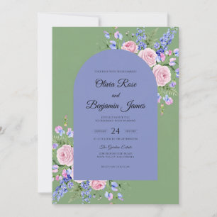Convite Casamento Delphinium Lavanda e Musgo