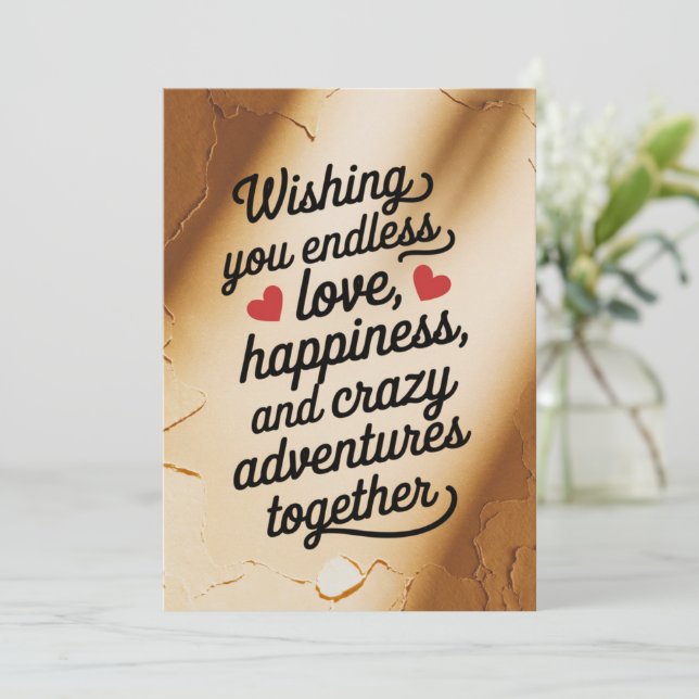 Convite Casamento Desejando Que Você Ame Sem Fim Felicidad (Em pé/Frente)