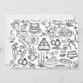 Convite casamento desenhado à mão vegan vegetariano